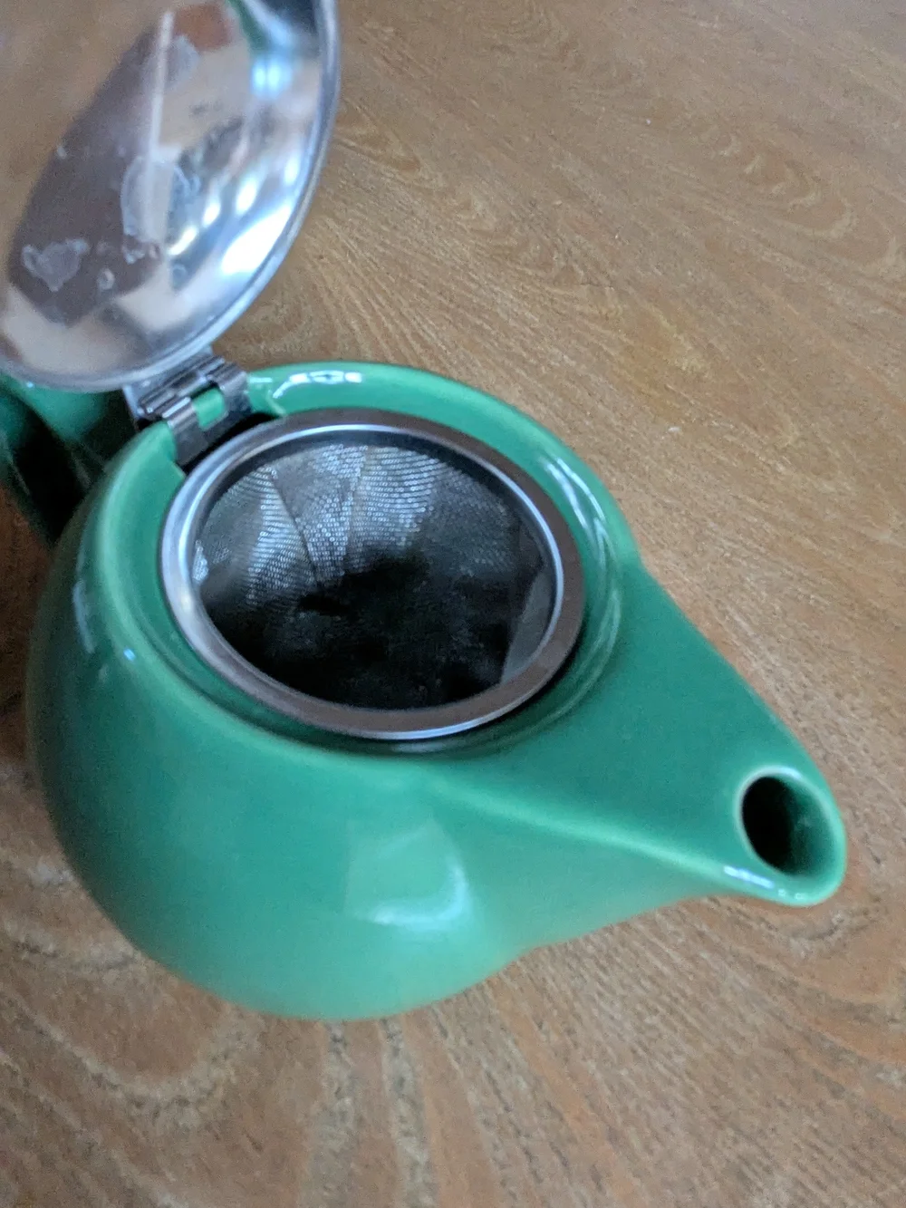 Green Ceramic Teapot with Removable Stainless Steel Infuser